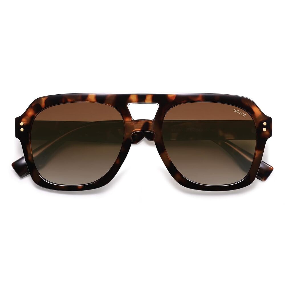 Retro Polarized Aviator Sunglasses Womens Mens Brown Tortoise/Brown